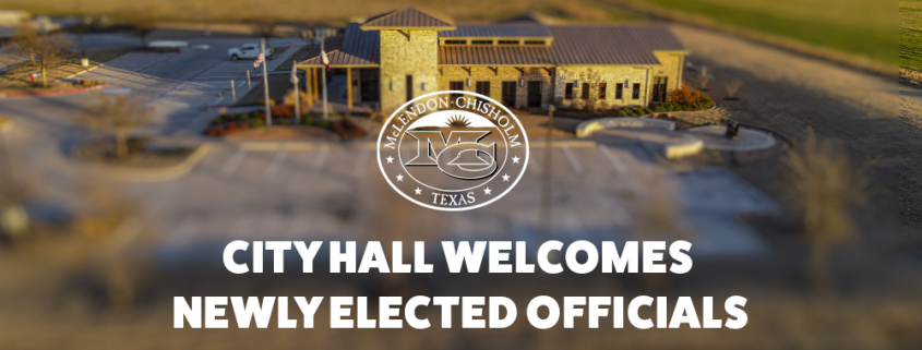 Aerial shot of McLendon-Chisholm City Hall.